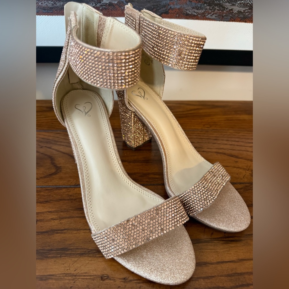 Windsor | Rose Gold Rhinestone Block Heels
